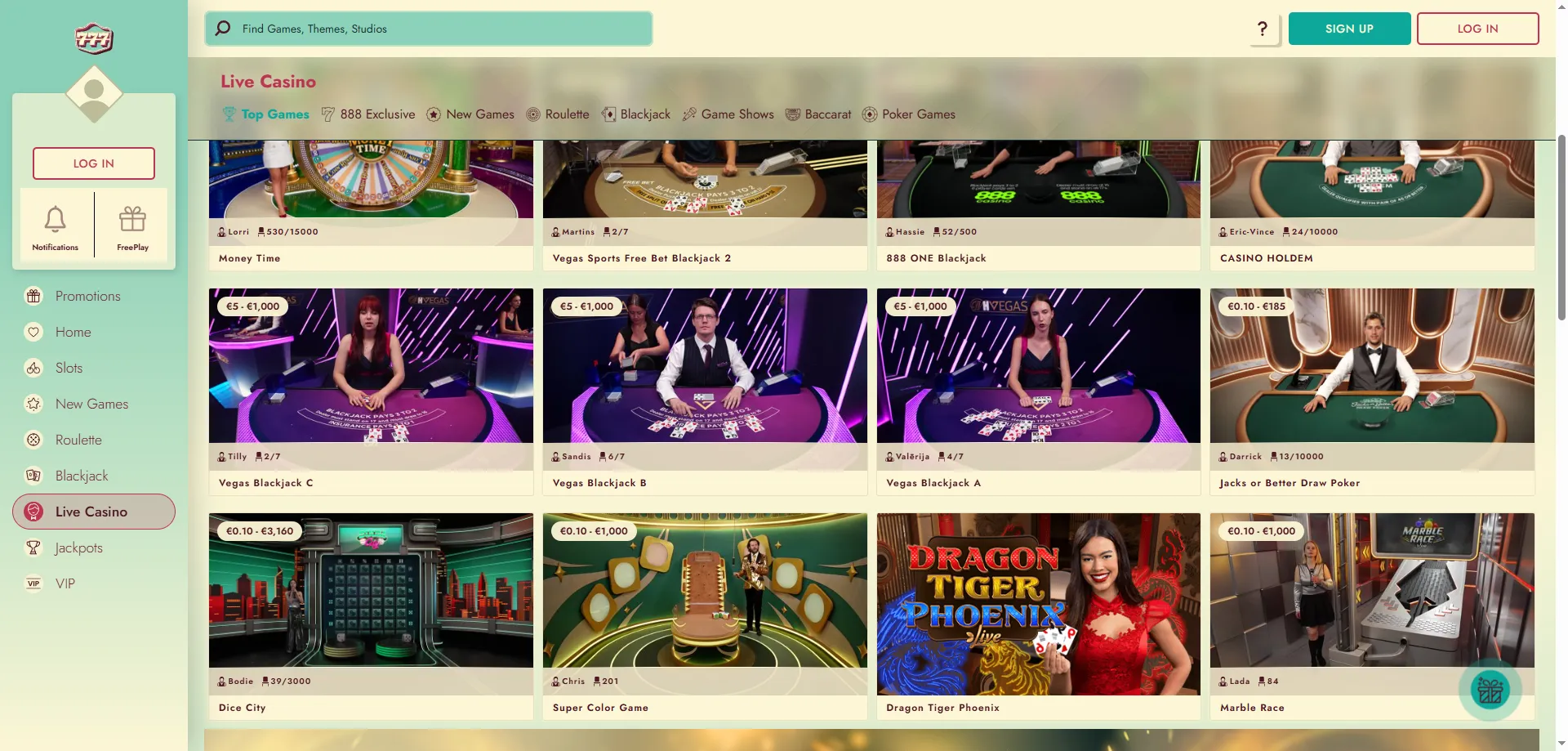 Crazy Time live dealer game show at 777 Casino real money